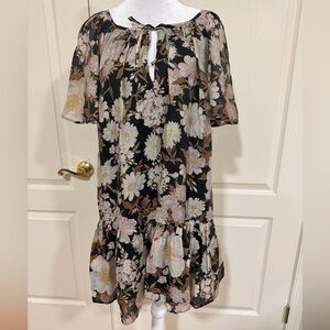 Abercrombie & Fitch black cream and brown trapeze dress​​​​​​